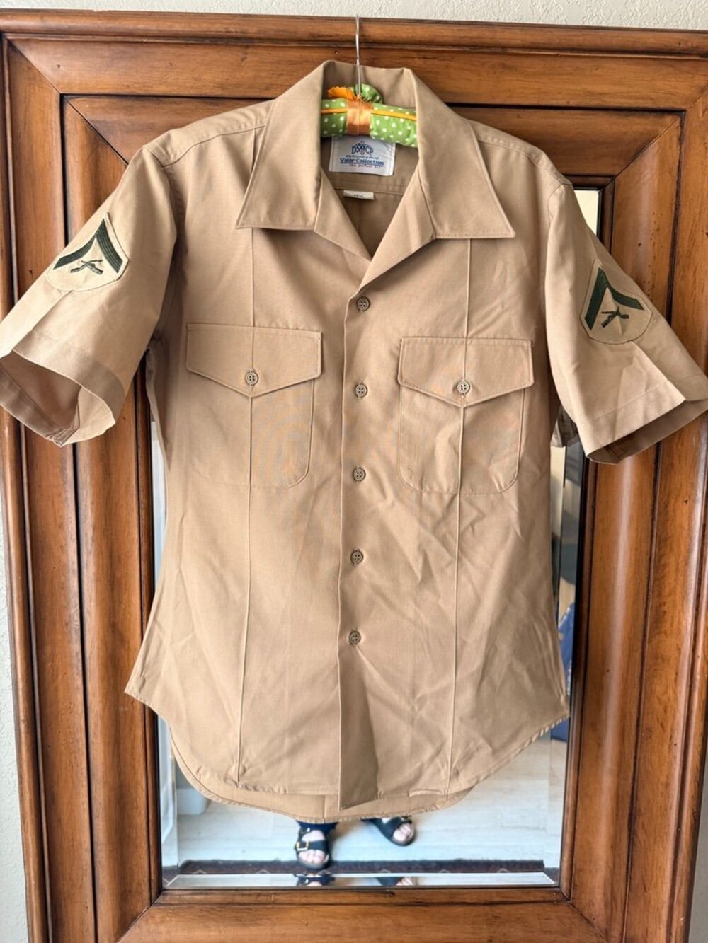 DSCP Valor Collection Short Sleeve Poly/Wool USMC Khaki m-1 Shirt 15 1/2